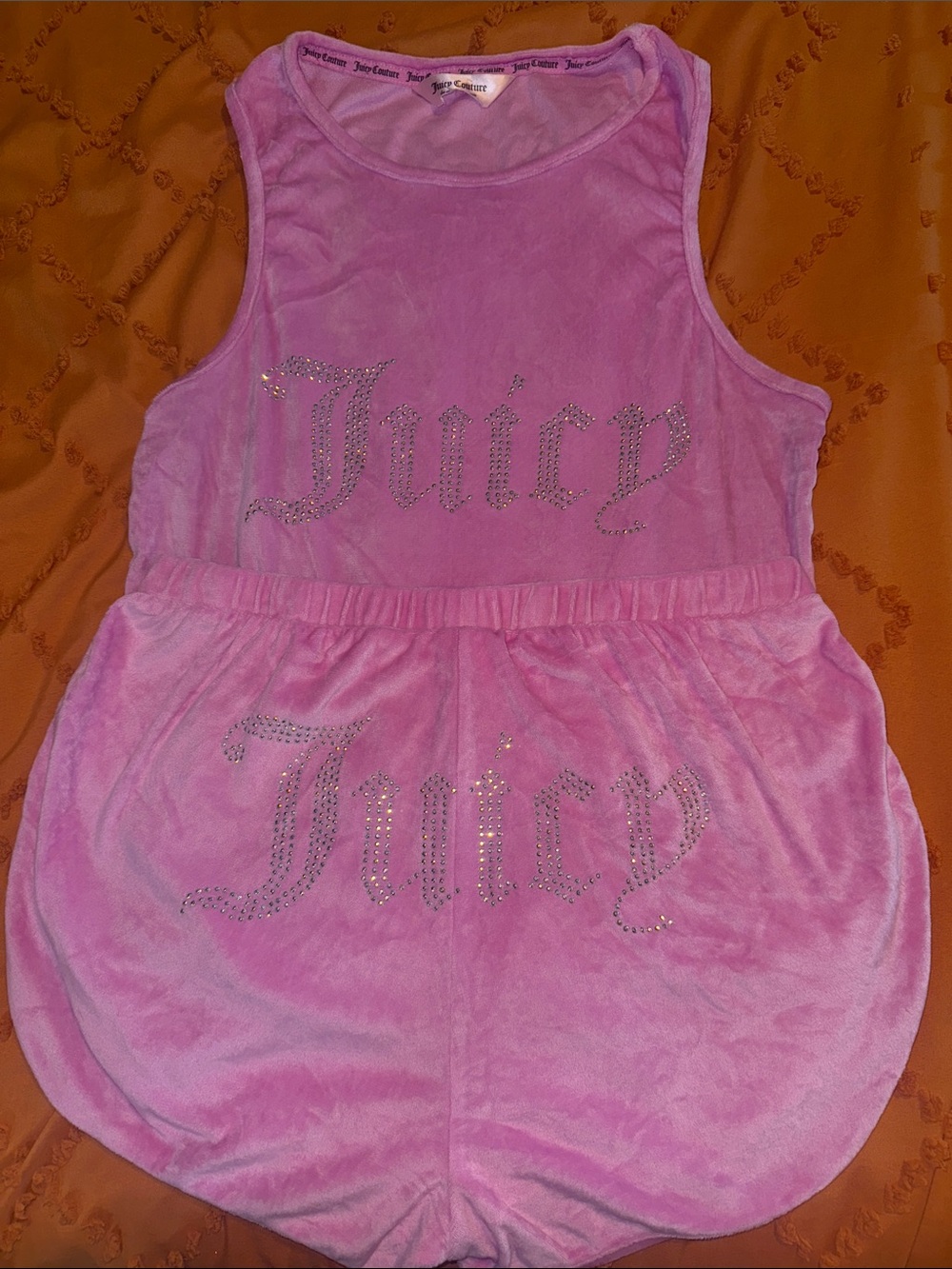 Juicy Couture Pink Velour Girls' Sleeveless Sleep Ser with Crystal Logo
